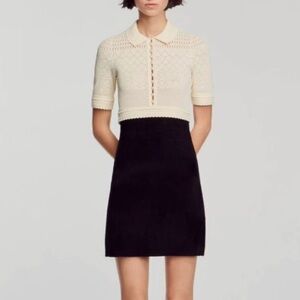 NEW Sandro pearl button knit mini dress, size S/36